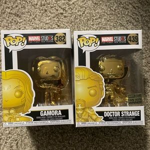 Marvel Studios The First Ten Years Gold Funko Pop Lot - Doctor Strange & Gamora